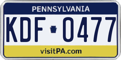 PA license plate KDF0477