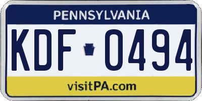 PA license plate KDF0494