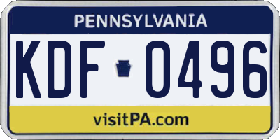 PA license plate KDF0496
