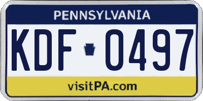 PA license plate KDF0497