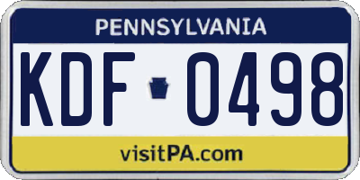 PA license plate KDF0498