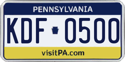 PA license plate KDF0500