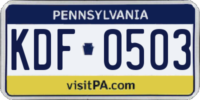 PA license plate KDF0503
