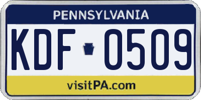PA license plate KDF0509