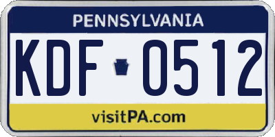 PA license plate KDF0512
