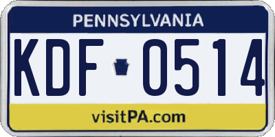 PA license plate KDF0514