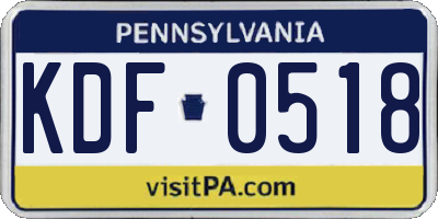 PA license plate KDF0518