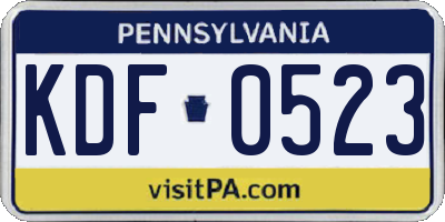 PA license plate KDF0523