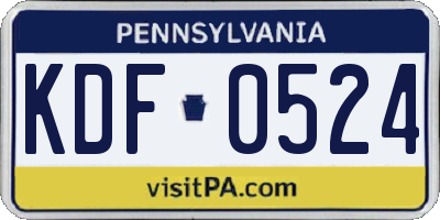 PA license plate KDF0524