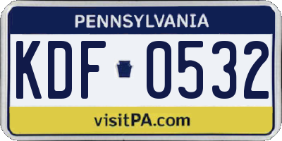 PA license plate KDF0532