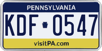 PA license plate KDF0547
