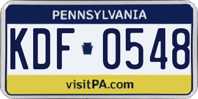 PA license plate KDF0548