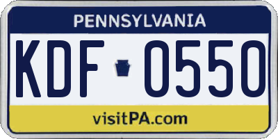 PA license plate KDF0550