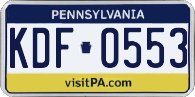PA license plate KDF0553