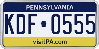 PA license plate KDF0555