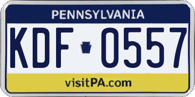 PA license plate KDF0557