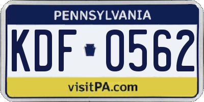 PA license plate KDF0562