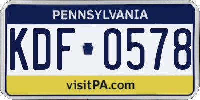 PA license plate KDF0578