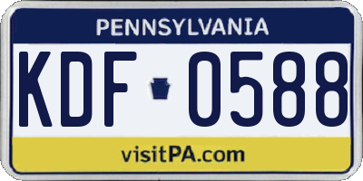 PA license plate KDF0588