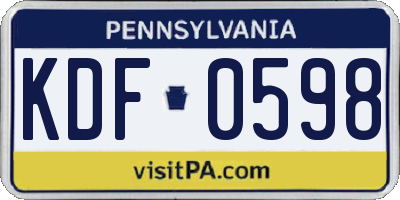 PA license plate KDF0598