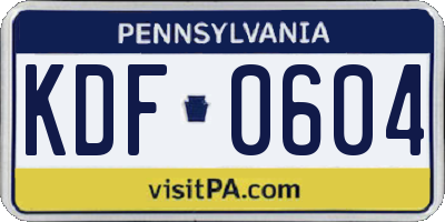 PA license plate KDF0604
