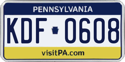 PA license plate KDF0608