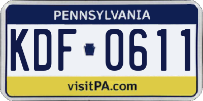 PA license plate KDF0611