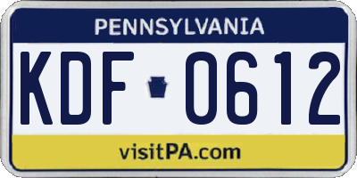PA license plate KDF0612