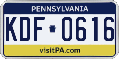 PA license plate KDF0616