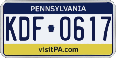 PA license plate KDF0617