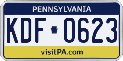 PA license plate KDF0623