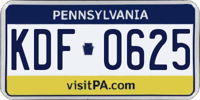 PA license plate KDF0625