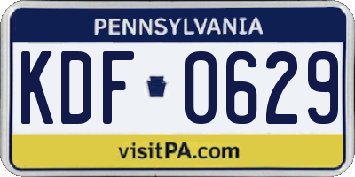 PA license plate KDF0629