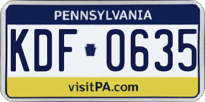 PA license plate KDF0635