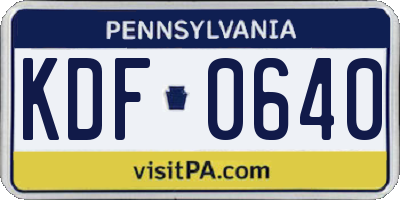 PA license plate KDF0640
