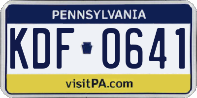 PA license plate KDF0641