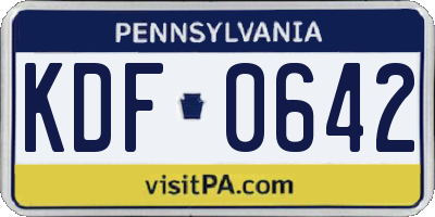 PA license plate KDF0642