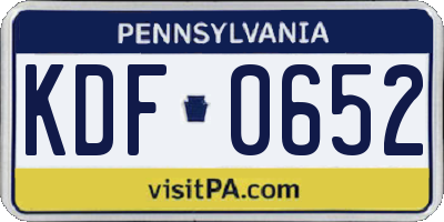 PA license plate KDF0652