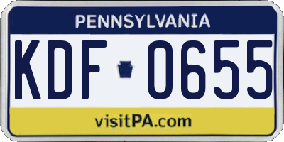 PA license plate KDF0655
