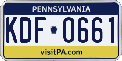 PA license plate KDF0661