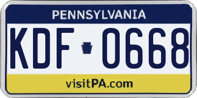 PA license plate KDF0668