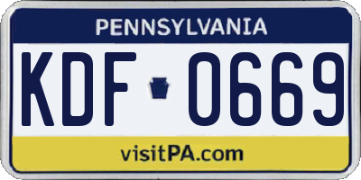 PA license plate KDF0669