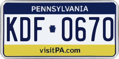 PA license plate KDF0670