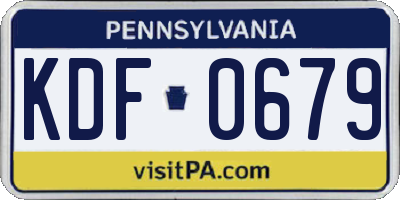 PA license plate KDF0679