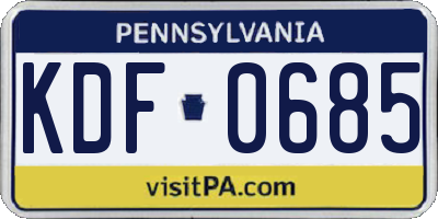 PA license plate KDF0685