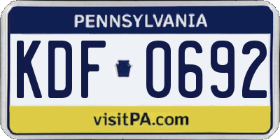PA license plate KDF0692