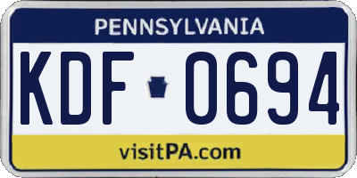 PA license plate KDF0694