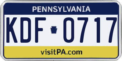 PA license plate KDF0717