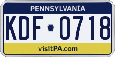 PA license plate KDF0718