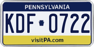 PA license plate KDF0722